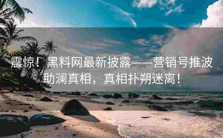 震惊！黑料网最新披露——营销号推波助澜真相，真相扑朔迷离！