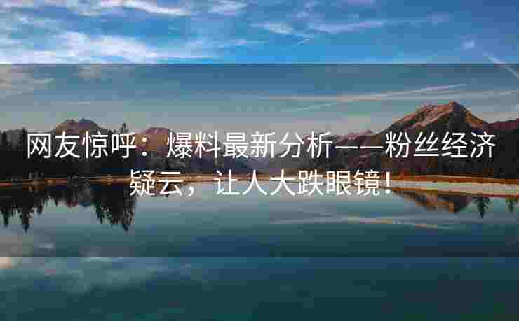 网友惊呼：爆料最新分析——粉丝经济疑云，让人大跌眼镜！