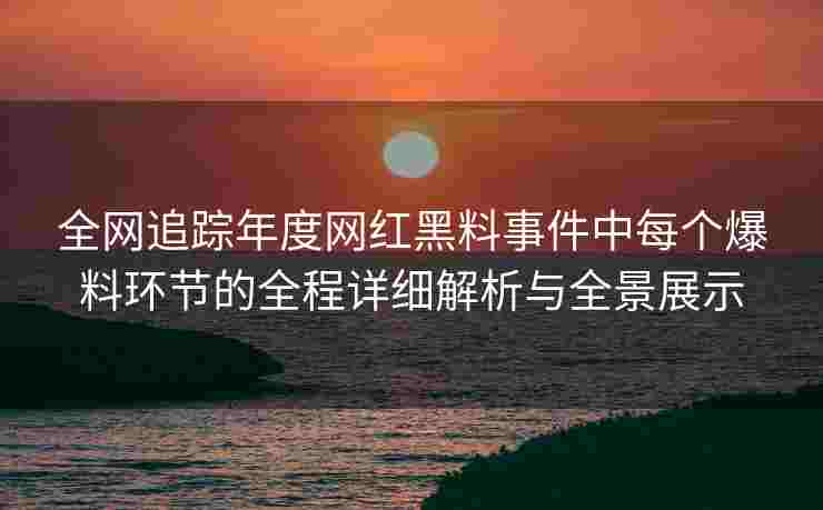 全网追踪年度网红黑料事件中每个爆料环节的全程详细解析与全景展示