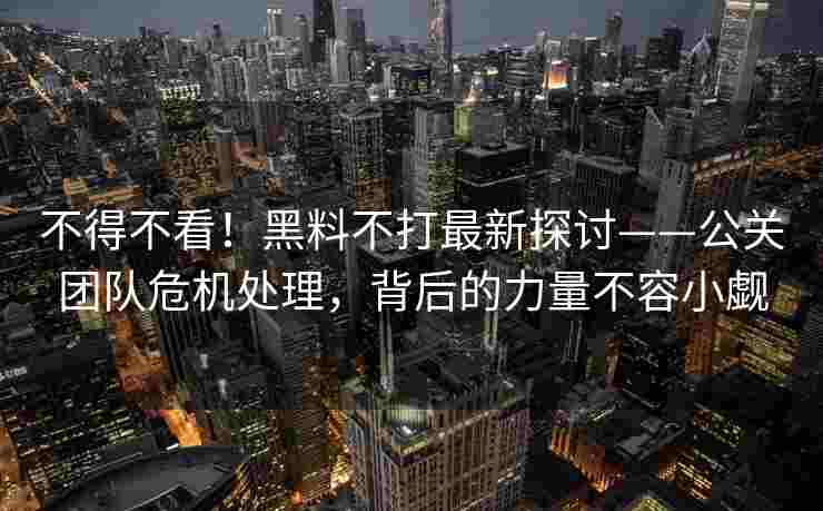 不得不看！黑料不打最新探讨——公关团队危机处理，背后的力量不容小觑