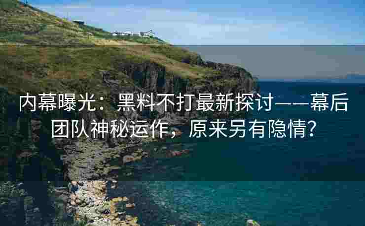 内幕曝光：黑料不打最新探讨——幕后团队神秘运作，原来另有隐情？