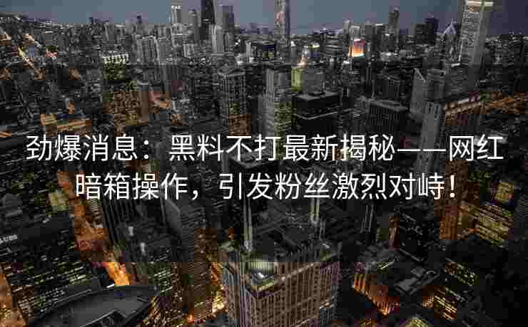劲爆消息：黑料不打最新揭秘——网红暗箱操作，引发粉丝激烈对峙！