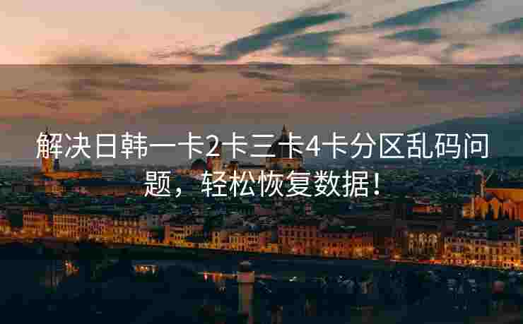 解决日韩一卡2卡三卡4卡分区乱码问题，轻松恢复数据！