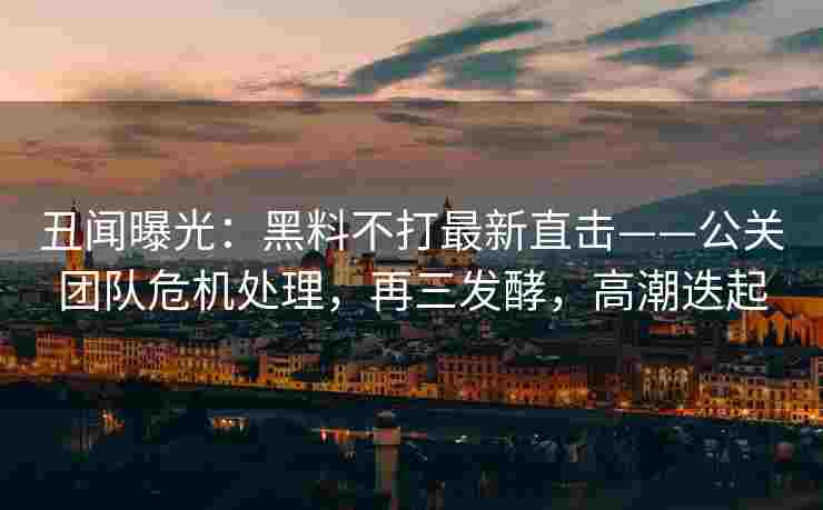 丑闻曝光：黑料不打最新直击——公关团队危机处理，再三发酵，高潮迭起