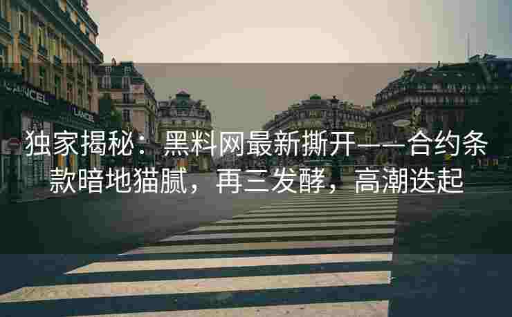 独家揭秘：黑料网最新撕开——合约条款暗地猫腻，再三发酵，高潮迭起