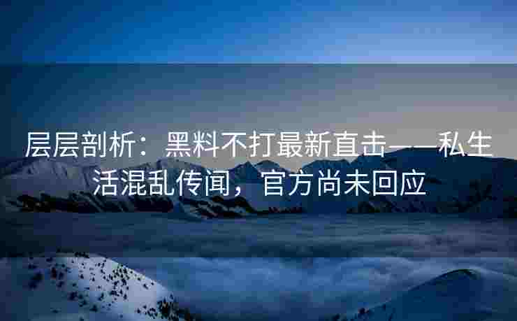 层层剖析：黑料不打最新直击——私生活混乱传闻，官方尚未回应