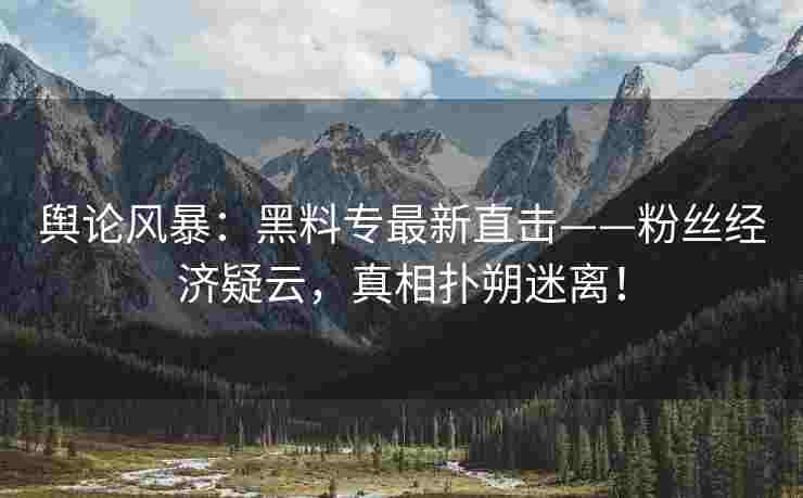 舆论风暴：黑料专最新直击——粉丝经济疑云，真相扑朔迷离！